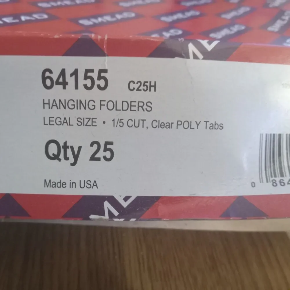Hanging File Folder, With Tabs, Legal Size, Standard Green, 25 per Box (64155)